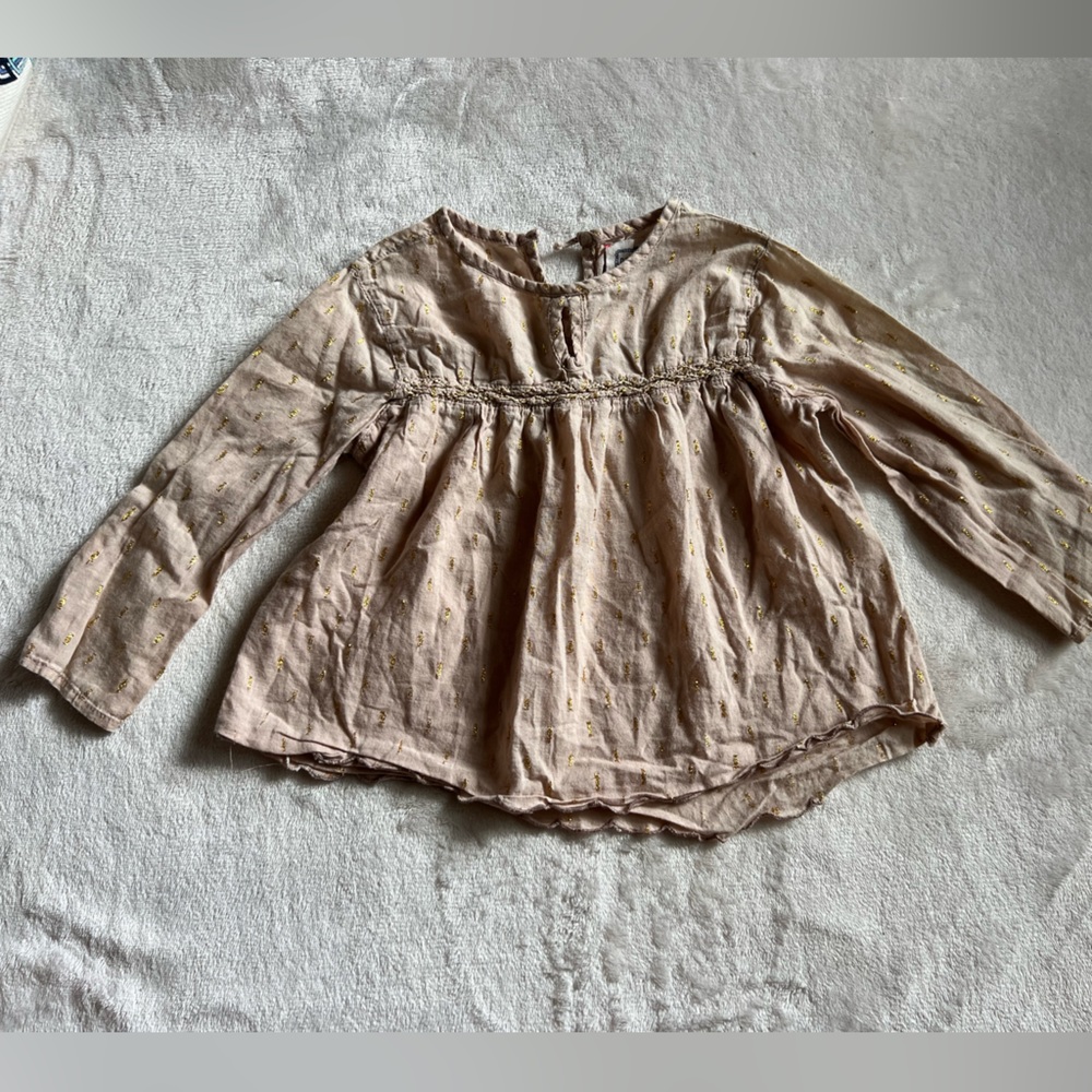 Bonheur Du Jour blouse top 18m 100% cotton pale pink